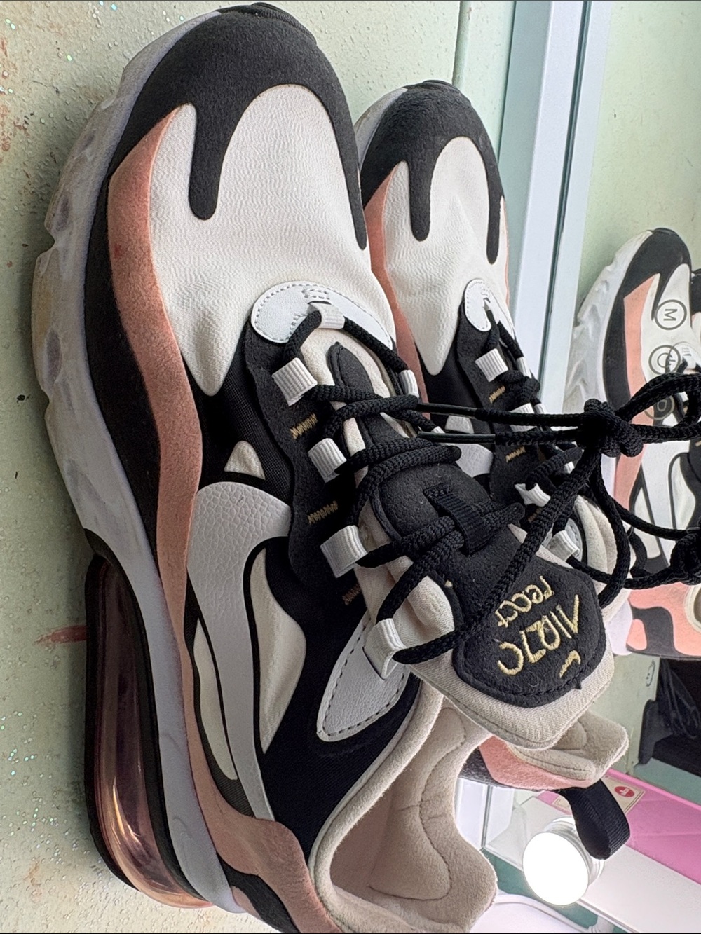 Nike Women’s Black, White & Pink Air Max React Sneakers